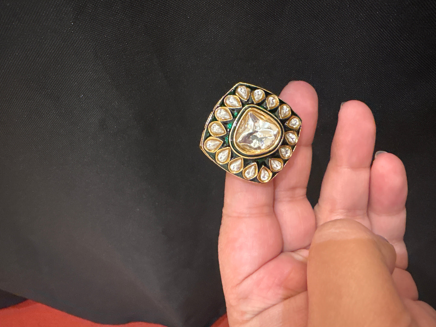 Diamond shape Kundan ring