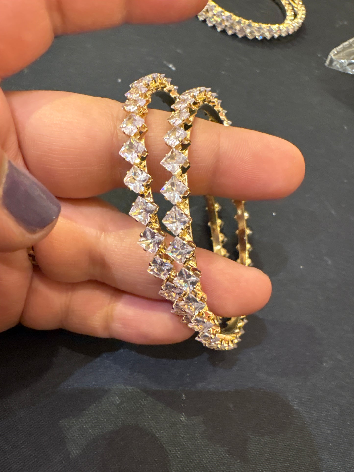 A pair of diamond bangles