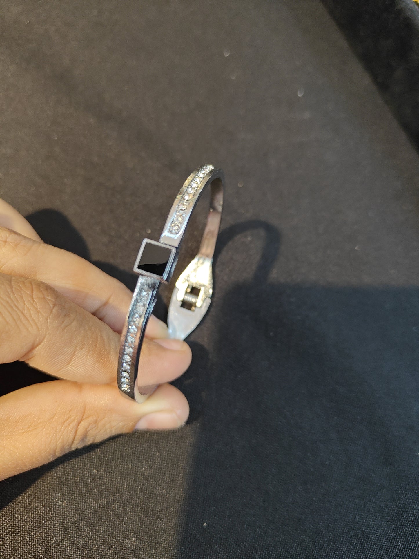 Silver with black stone Bracelet