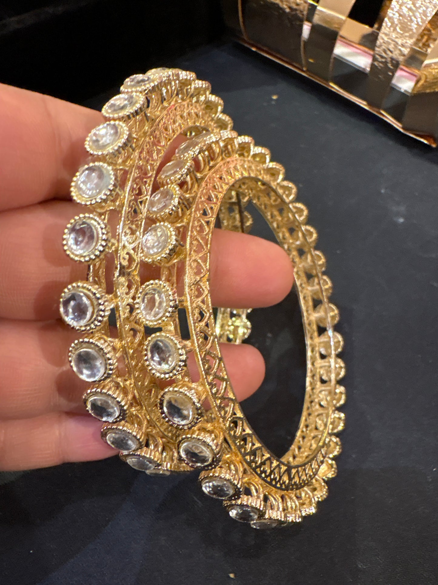 Kundan bangles 28 size