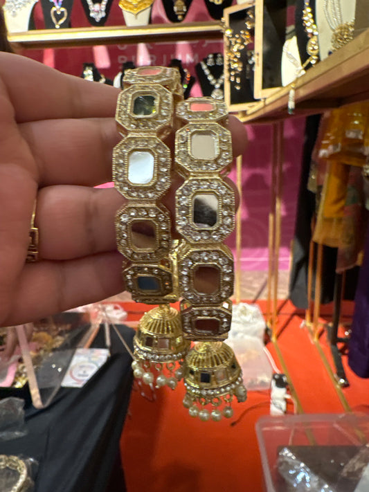 A pair of mirror jhumki bangles