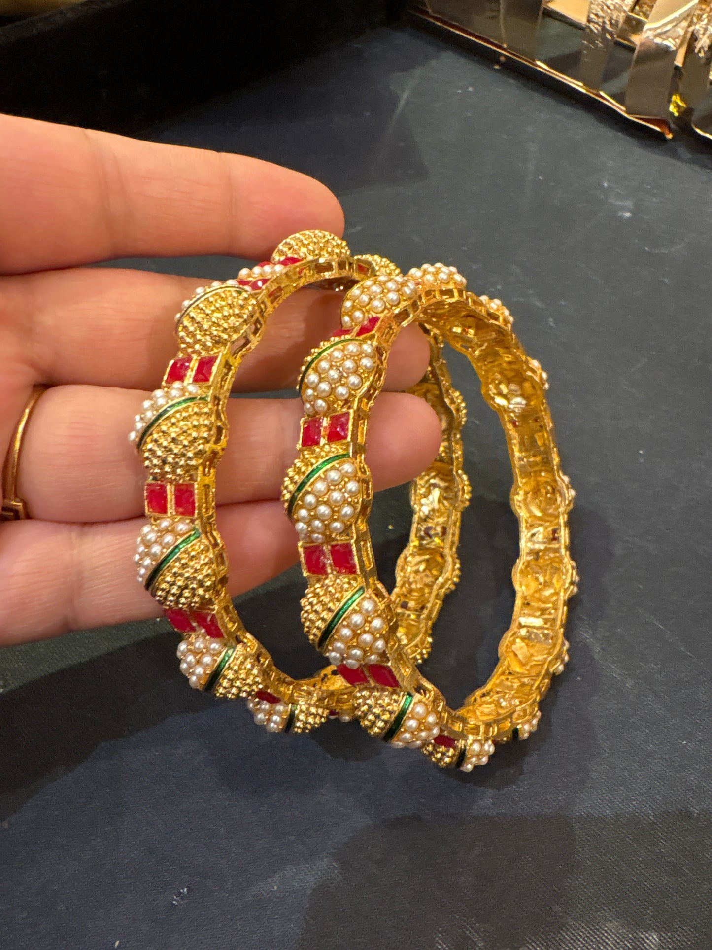 Kundan bangles 2*10 size