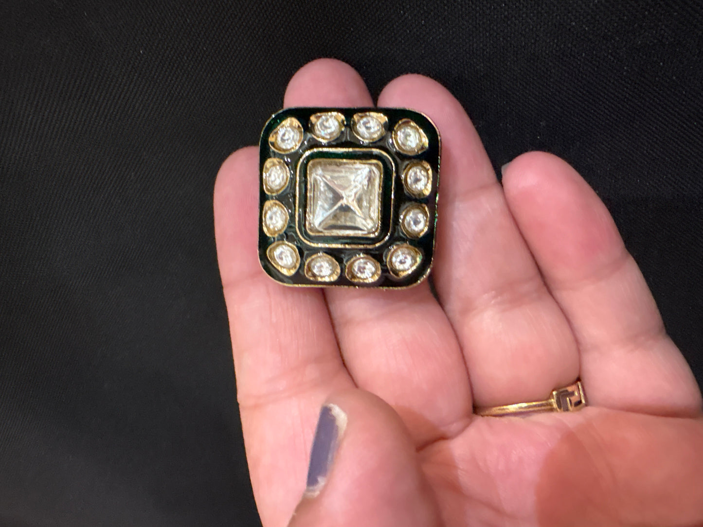 Square Kundan ring