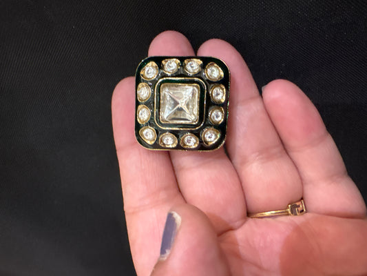 Square Kundan ring