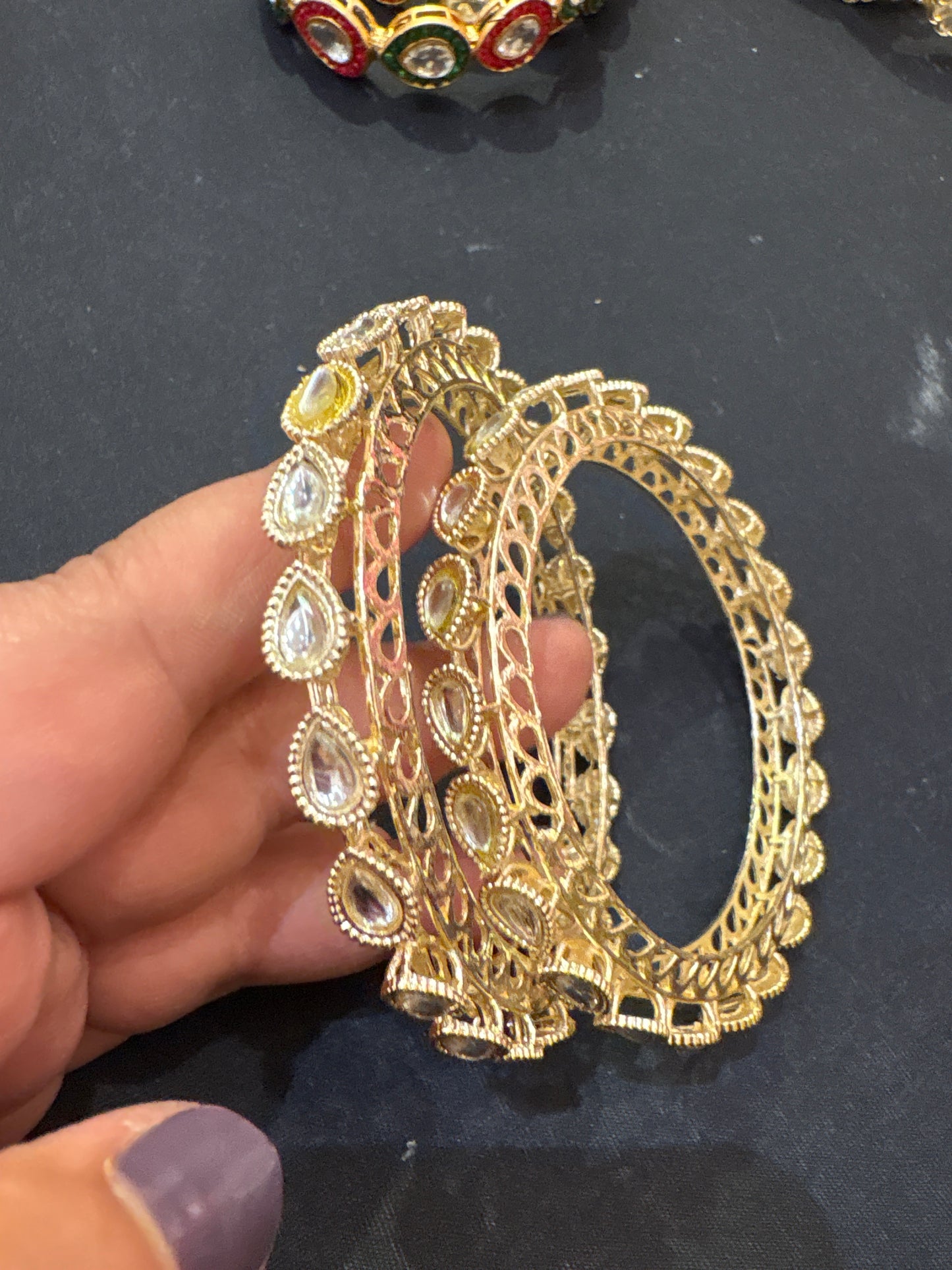 A pair of Kundan bangles