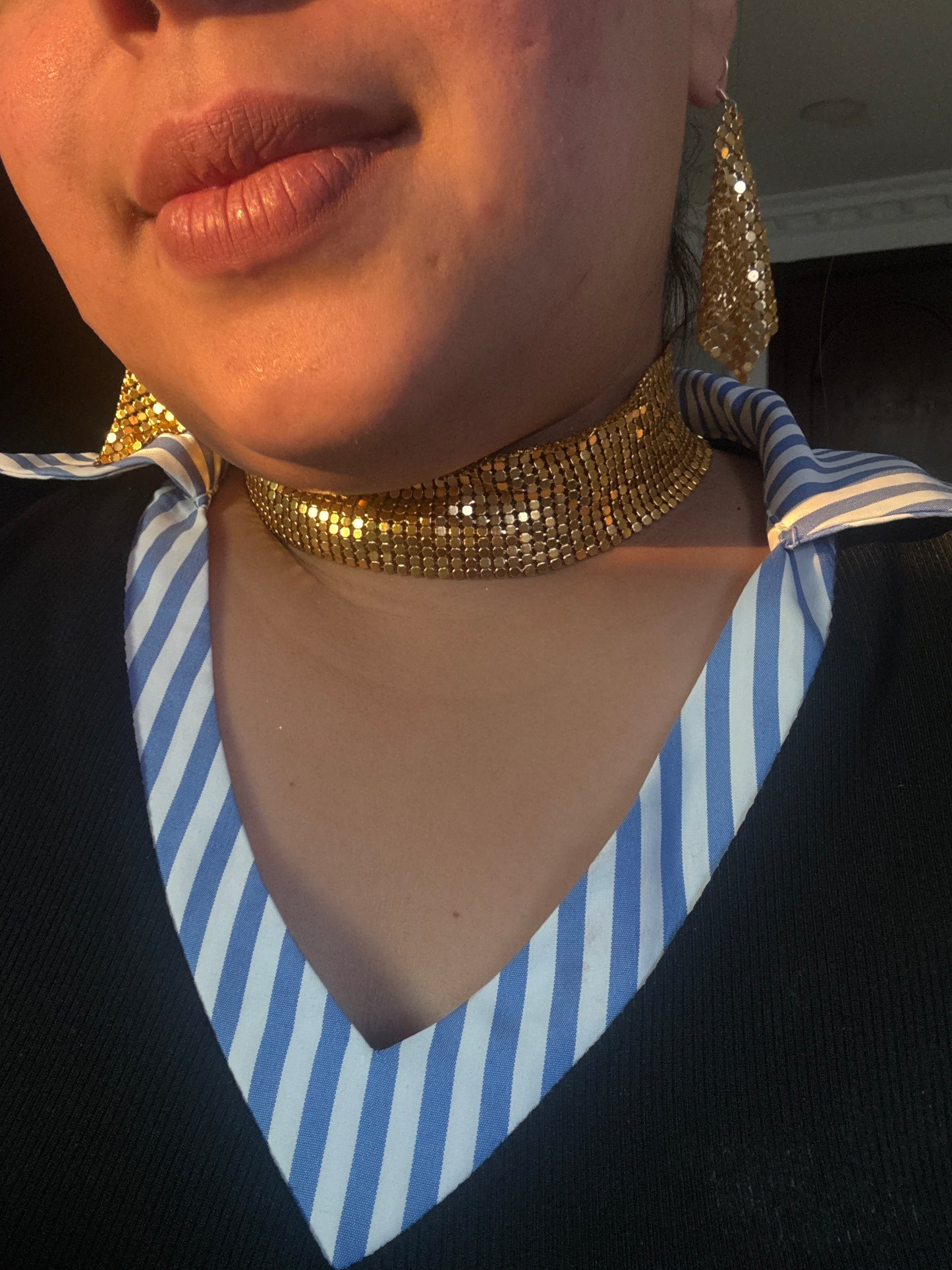 Gold rhinestone choker set