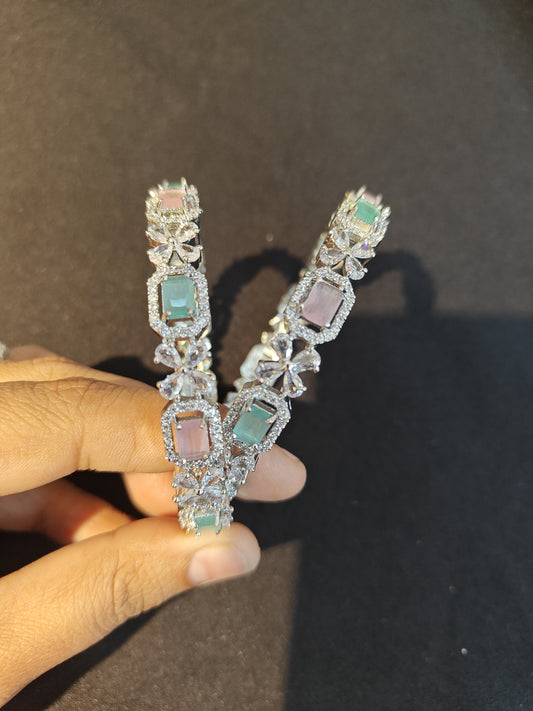 AD Bangles with Pink and C green color