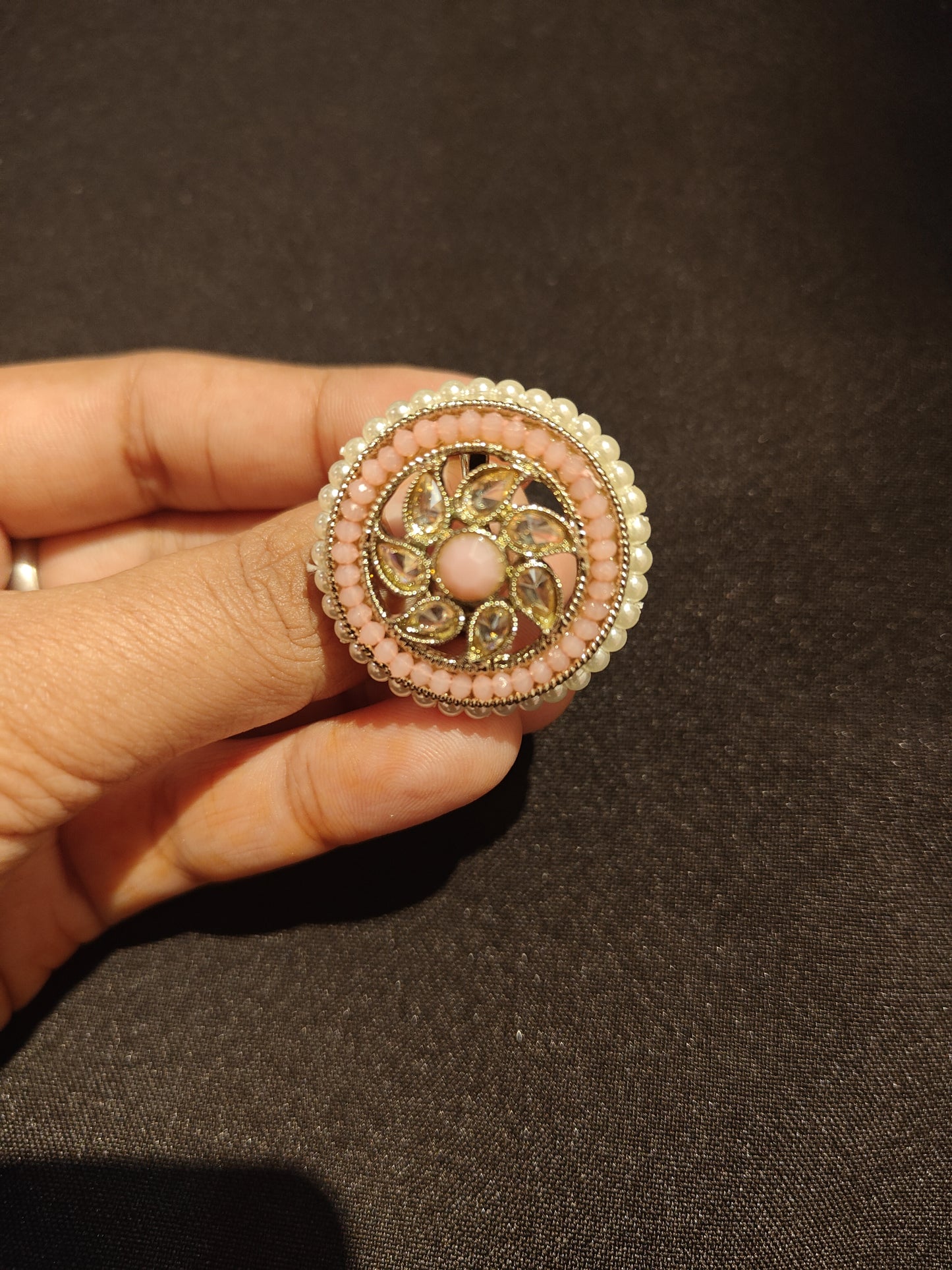 Pink Kundan Ring